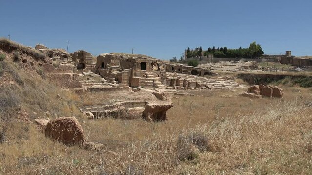 Dara, Mardin, Turkey - 16th of June 2021: 4K Ruins in the Dara ancient Dara city

