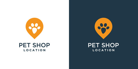 Pet logo design with love and location concept Premium Vector