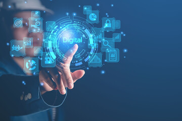 Smart Businessman Digital Business Icon Technology Internet Connection Global Finance and Banking, Digital Link Technology, Big Data.
