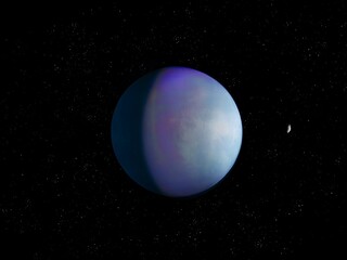 Realistic exoplanet in space with stars, amazing twin earth, distant planet with atmosphere, cosmic background. © Nazarii