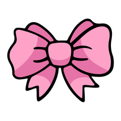 Cartoon Bow, vector design element in the style of doodles, isolated on a white background, hand drawn