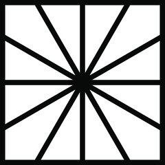 Squares divided in segments from 1 to 12 isolated on white background. Pie or pizza square shapes cut in equal slices in outline style. Simple business char