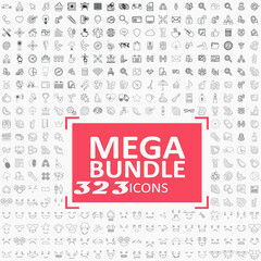 323 MEGA BUNDLE line icons set. Businessman outline icons collection. Teamwork, human resources, meeting, partnership, meeting, work group, success, resume  vector