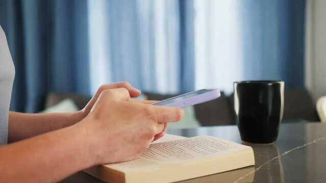 Modern wireless tech user concept. Close up of female hands holding smartphone. Happy woman enjoy online chat, internet purchase, browse web, download new cool freeware application.