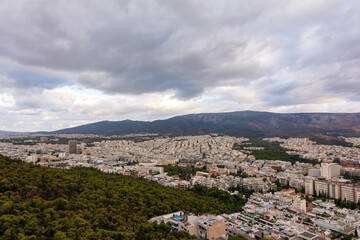 Fototapeta premium Panoramic view of the city of Athens from Lycabettus hill, Attica, Greece