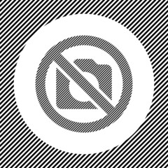 A large no photo symbol in the center as a hatch of black lines on a white circle. Interlaced effect. Seamless pattern with striped black and white diagonal slanted lines