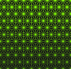 Green halftone pattern on dark background. Linear halftone backdrop. Isolated vector illustration on black background.