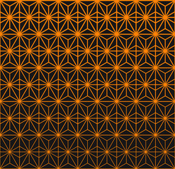 Orange halftone pattern on dark background. Linear halftone backdrop. Isolated vector illustration on black background.