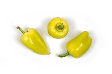 fresh organic yellow gypsy peppers from local farmers (producers) isolated on white background