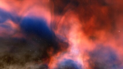 Realistic cosmos and color nebula. Colorful galaxy. 3d illustration