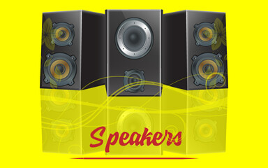 Realistic sound speaker 3d vector illustration 