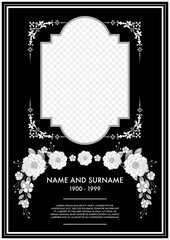 Memorial & Funeral Card Templates with flowers paper cut