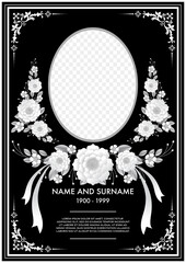 Memorial & Funeral Card Templates with flowers paper cut