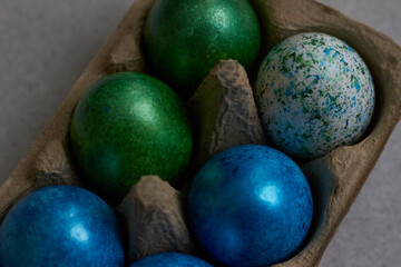 Unusual painted eggs for easter closeup