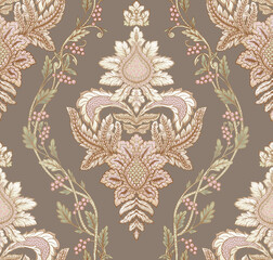 Classical luxury old fashioned damask ornament, royal victorian floral baroque. Seamless pattern, background. Vector illustration. - obrazy, fototapety, plakaty
