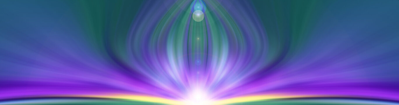 Abstract purple, flower light wave energy, background image for text about yoga, meditation or hypnosis.