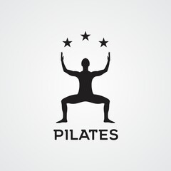 Trainer Pilates Man Silhouette creative vector logo design