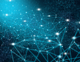 Dark background with bright luminous dots connected to each other.
