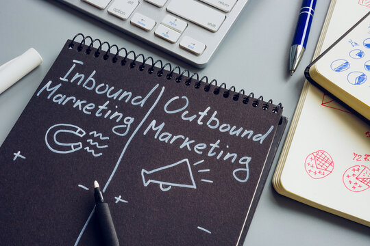 Inbound And Outbound Marketing Pros And Cons In The Notepad.