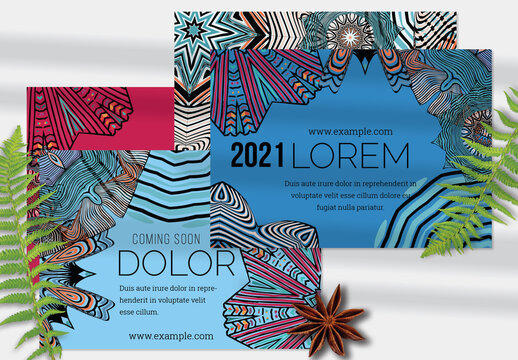 Flyer Layout with Ethnic Mandala and Tribal Lace Flower Elements