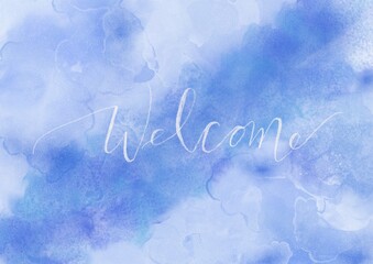 welcome, Abstract blue illustration background, clouds wallpaper 