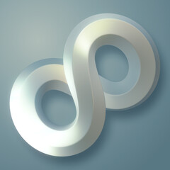 White curved infinite Mobius strip. Modern shape for decoration design. 3d rendering digital illustration