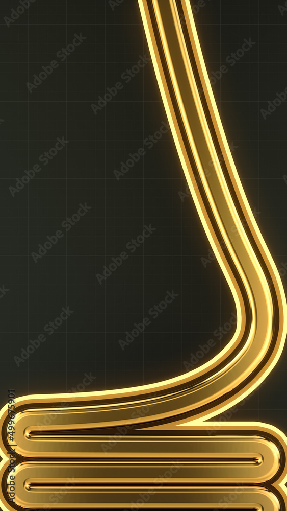Poster Abstract gold flow with multi-colored edging against a dark background. 3d rendering digital illustration