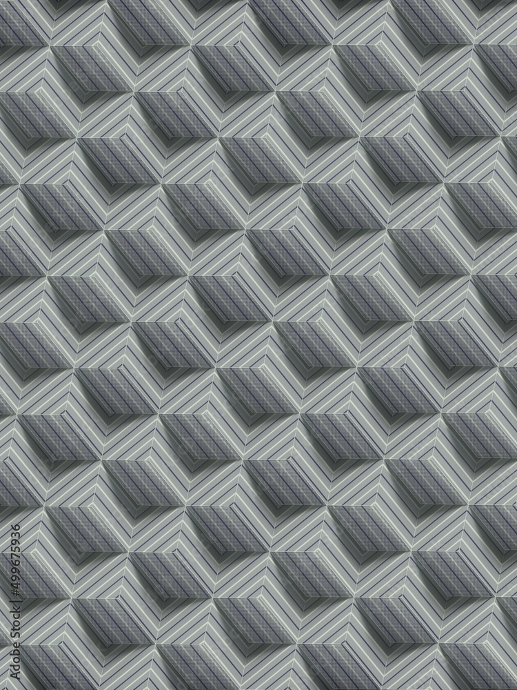 Poster Group of rectangles with gray striped texture. Modern geometric background. 3d rendering digital illustration