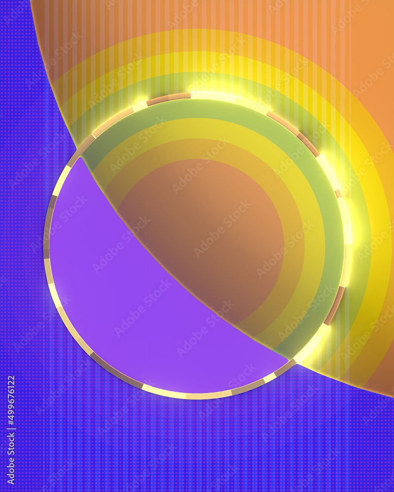 Poster Abstract geometric shape with a luminous ring in the center. 3d rendering modern background digital illustration