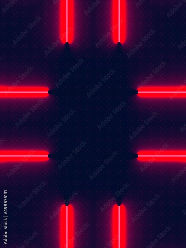 Poster pattern of glowing neon stripes. minimal geometric background. 3d rendering digital illustration