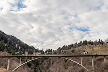 Bridge over a valley at the San Bernardino pass in Switzerland