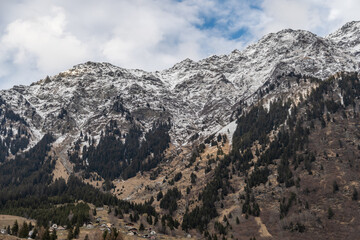 Snow covered alps at the San Bernardino pass in Switzerland