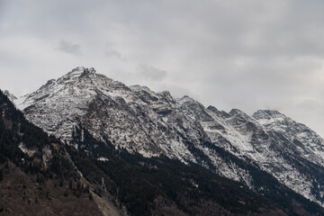 Fototapeta na wymiar Snow covered alps at the San Bernardino pass in Switzerland
