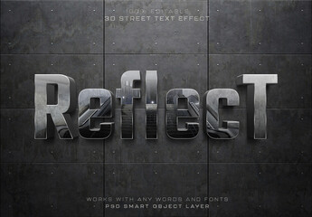 3D Glossy Text Effect Mockup with Reflective Urban Style