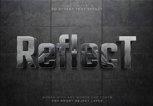 3D Glossy Text Effect Mockup with Reflective Urban Style