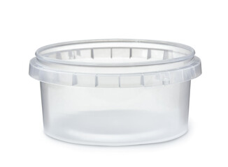 Open round plastic disposable food container