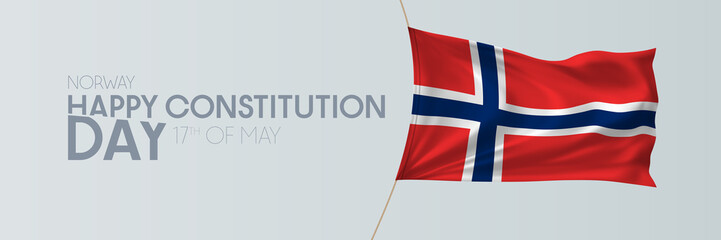 Fototapeta premium Norway constitution day vector banner, greeting card.