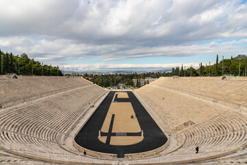 ATHENS, GREECE - DECEMBER 21, 2021: The Panathenaic Stadium also known as Kallimarmaro is a multi purpose stadium in Athens