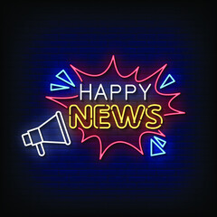Happy News Neon Signs Style Text Vector