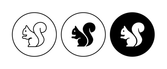 Squirrel icon editable stroke line . Template design. Cute animal silhouette, vector design element. Vector set. Nature concept. © Aygun