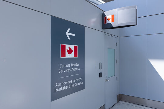 Toronto, Canada, 27 March, 2021: Canada Border Services Agency CBSA Offices In Toronto Pearson Airport Providing Border Security And Public Safety For Canadian Government