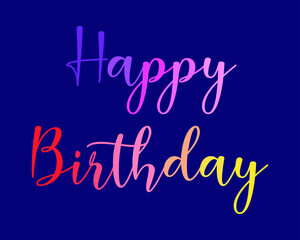 Happy birthday message, modern colorful vector illustration on purple background. Colorful Happy Birthday typography text vector design for greeting cards and poster, congratulation card.