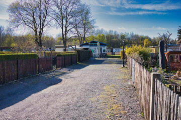 Weg im Kleingarten, Garten, Zaun, Leipzig in Sachsen, Deutschland
