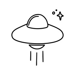 Cute and funny coloring page of an ufo. To color this page is very easy. Suitable for little kids and toddlers.