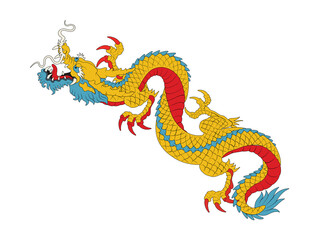 Oriental painting dragon illustration tattoo transfer line side ascending long