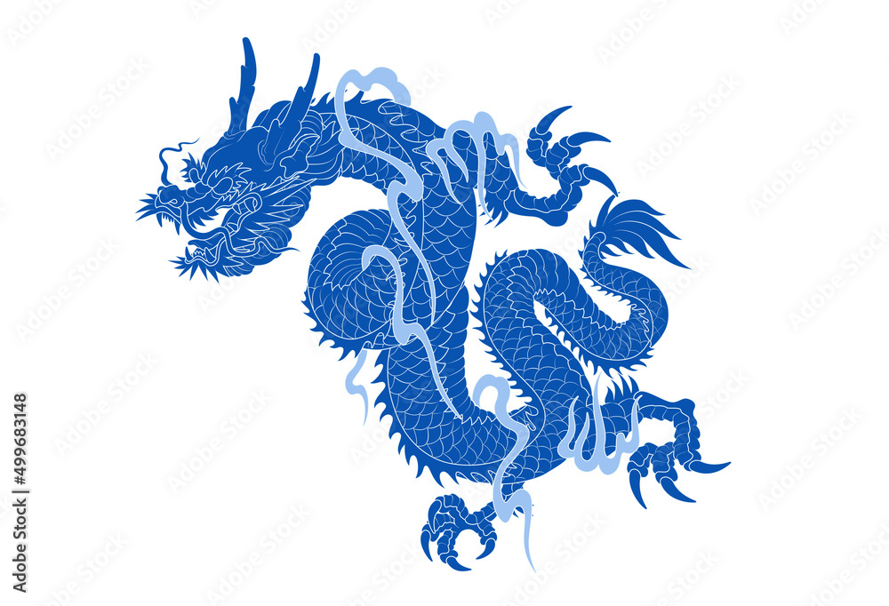 Wall mural oriental dragon korean traditional style linework tattoo design 건대타투 용문신 타투도안 01