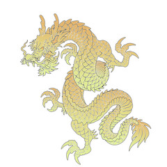 Fototapeta premium Oriental Dragon Korean Traditional Style Linework Tattoo Design long 건대타투 용문신 타투도안