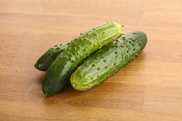 Fersh juicy green cucumbers heap