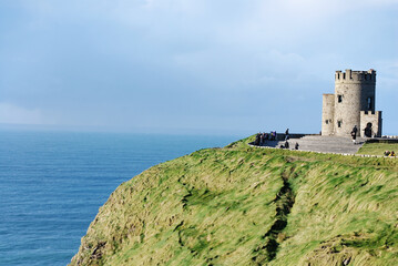 Fototapeta na wymiar Tower of castle in Cliffs of Moher, Ireland