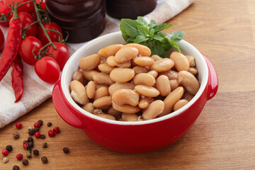 Whinte canned kidney beans in the bowl